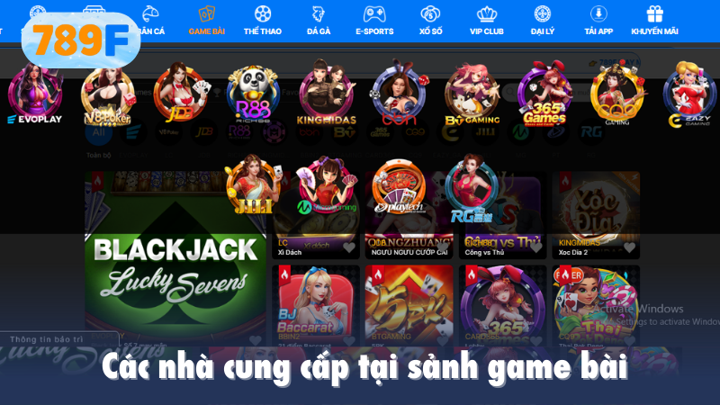 Các nhà cung cấp tại sảnh game bài