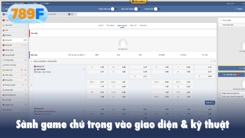 sảnh game chú trọng vào giao diện & kỹ thuật